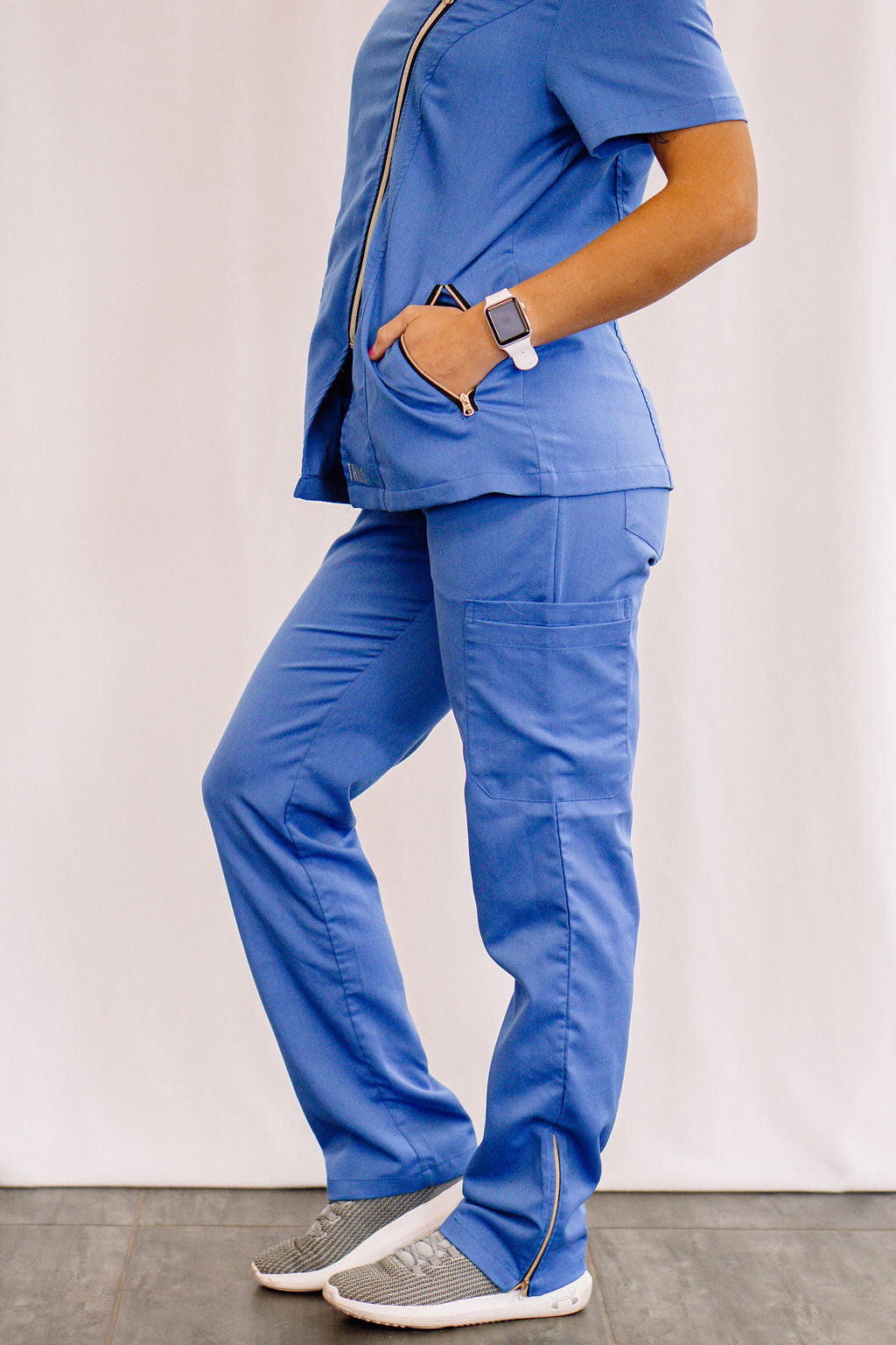 Zipper Accent Scrub Pants